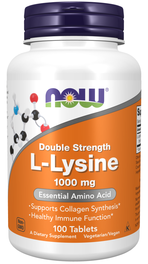 NOW - L-Lysine, Double Strength 1000 mg - 100 Tablets