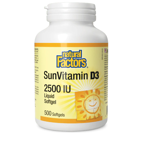 Natural Factors  - SunVitamin D3 Softgels 2500 IU - 500 Softgels