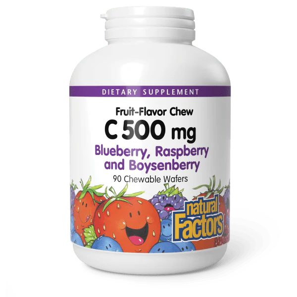 Natural Factors - Vitamin C 500 mg 100% Fruit Chew Berry - 90 Chewables