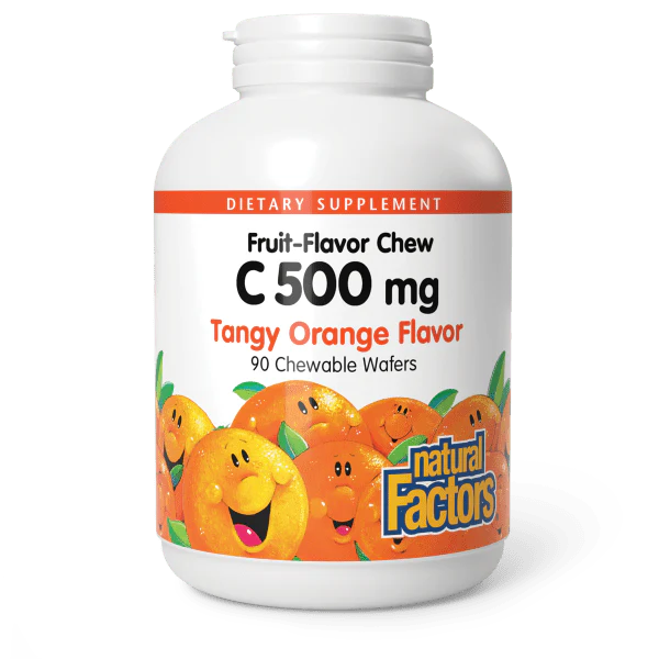 Natural Factors - Vitamin C 500 mg 100% Fruit Chew Tangy Orange - 90 Chewables