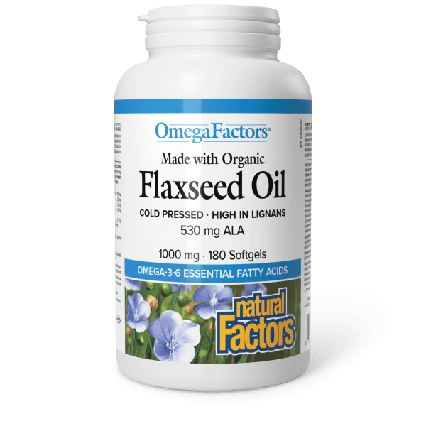 Natural Factors - OmegaFactors - Organic Flaxseed Oil 1000 mg - 180 Softgels