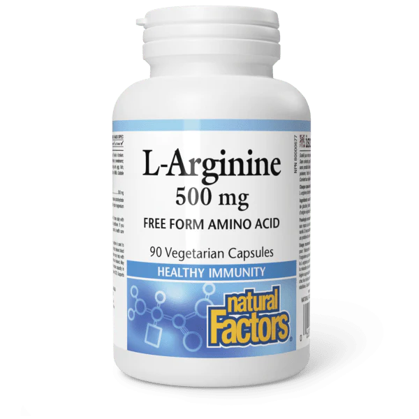 Natural Factors  L-Arginine Amino Acid 500 mg Vegetarian Capsules - 90 Capsules