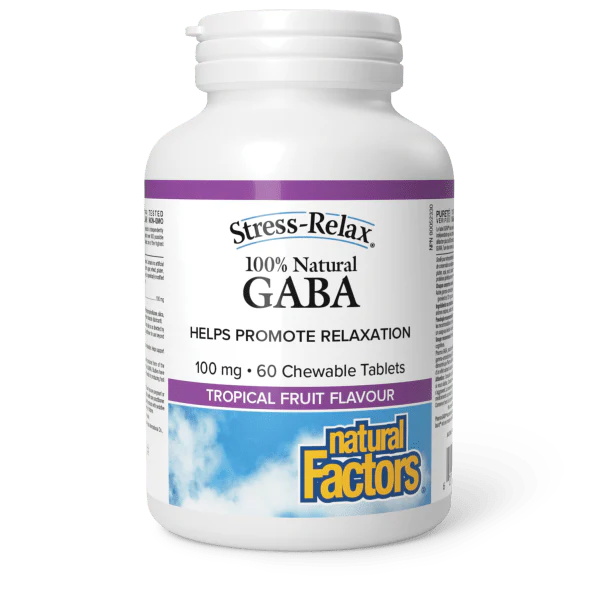 Natural Factors  - 100% Natural GABA 100 mg Tropical Fruit - 60 Chewables