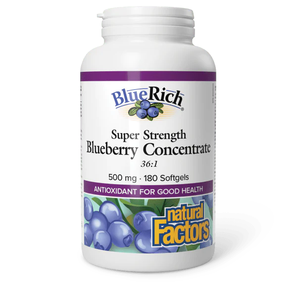 Natural Factors - BlueRich Super Strength Blueberry Concentrate 500 mg - 180 Capsules