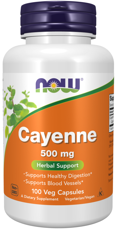 NOW - Cayenne 500 mg Veg Capsules - 100 Capsules