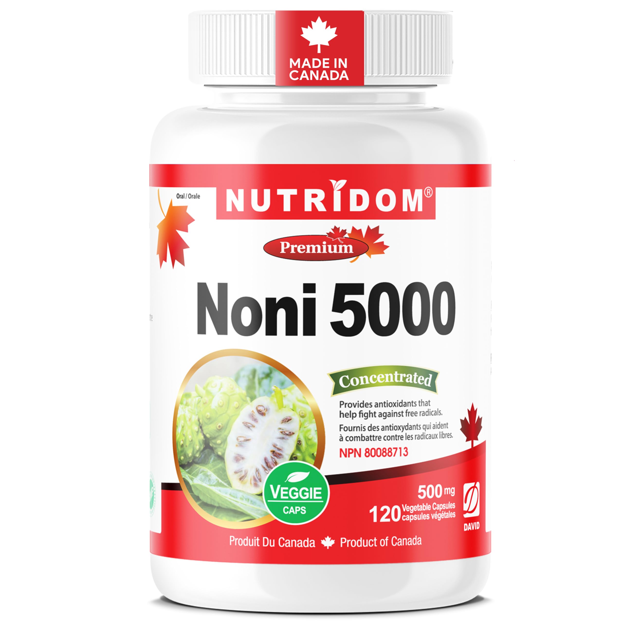 Nutridom - Organic Noni 500mg | 5x Strength | Antioxidant Support - 120 Capsules