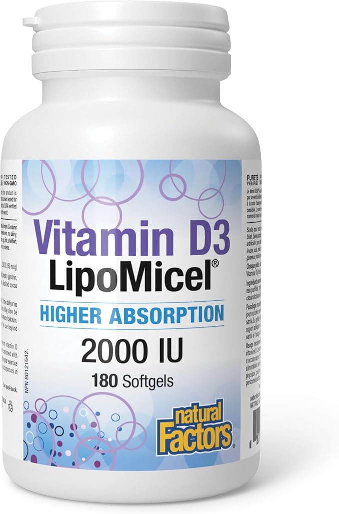 Natural Factors - Vitamin D3 LipoMicel 2000 IU - 180 Softgels