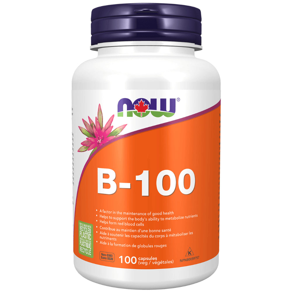 NOW - B-100, B Vitamin Supplement Veg Capsules - 100 Capsules