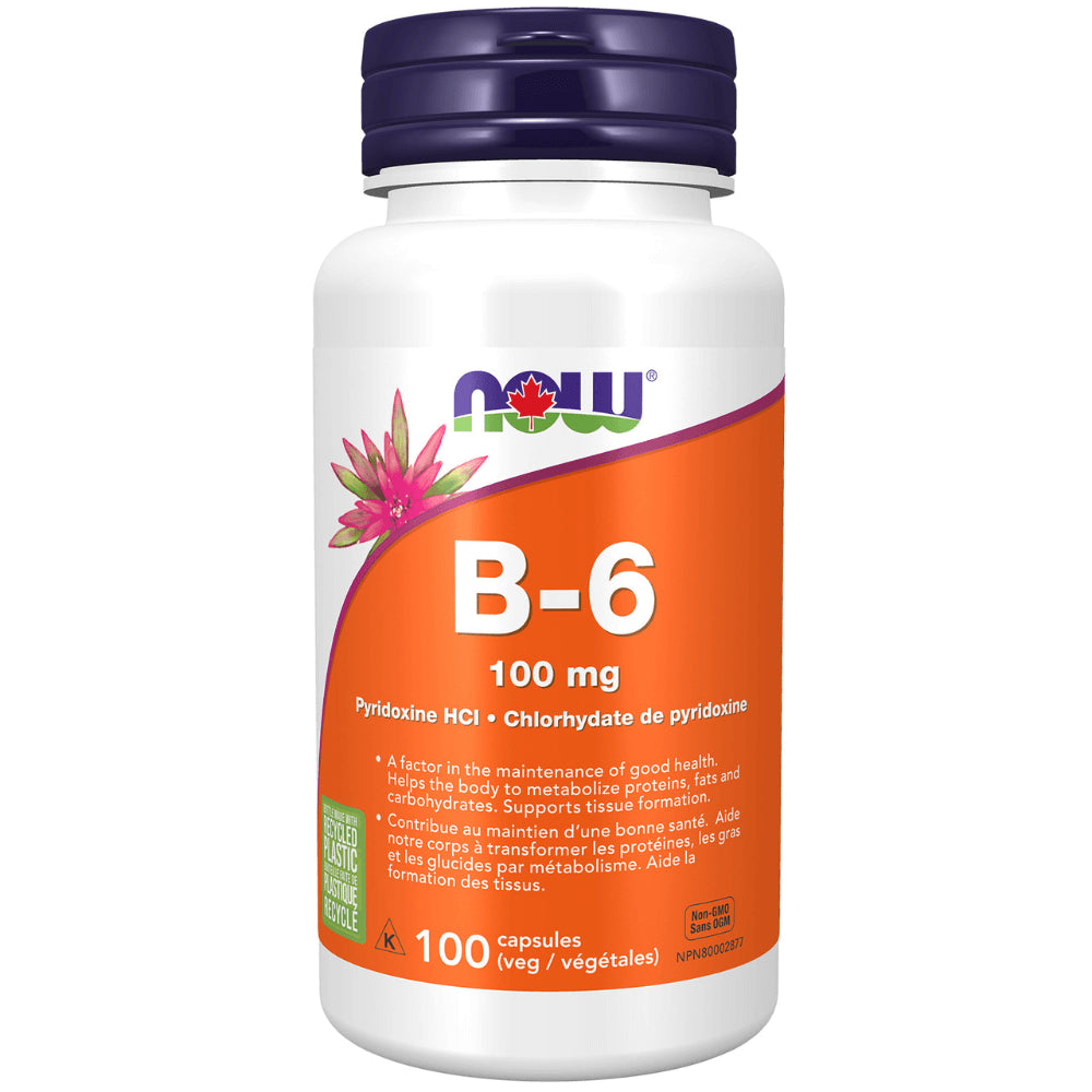 NOW - B-6 100 mg Veg Capsules - 100 Capsules