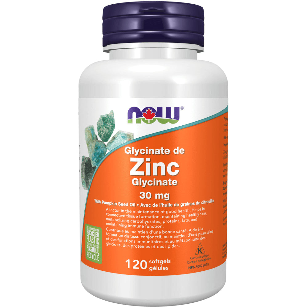 Now - Zinc Glycinate 30mg - 120 Softgels