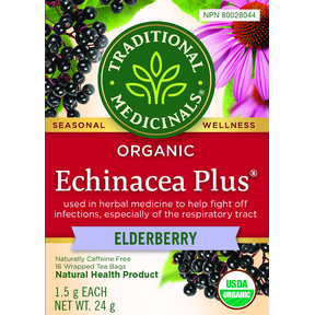 Traditional Medicinals - Organic Echinacea Plus With Elderberry Tea - 16 Tea Bags