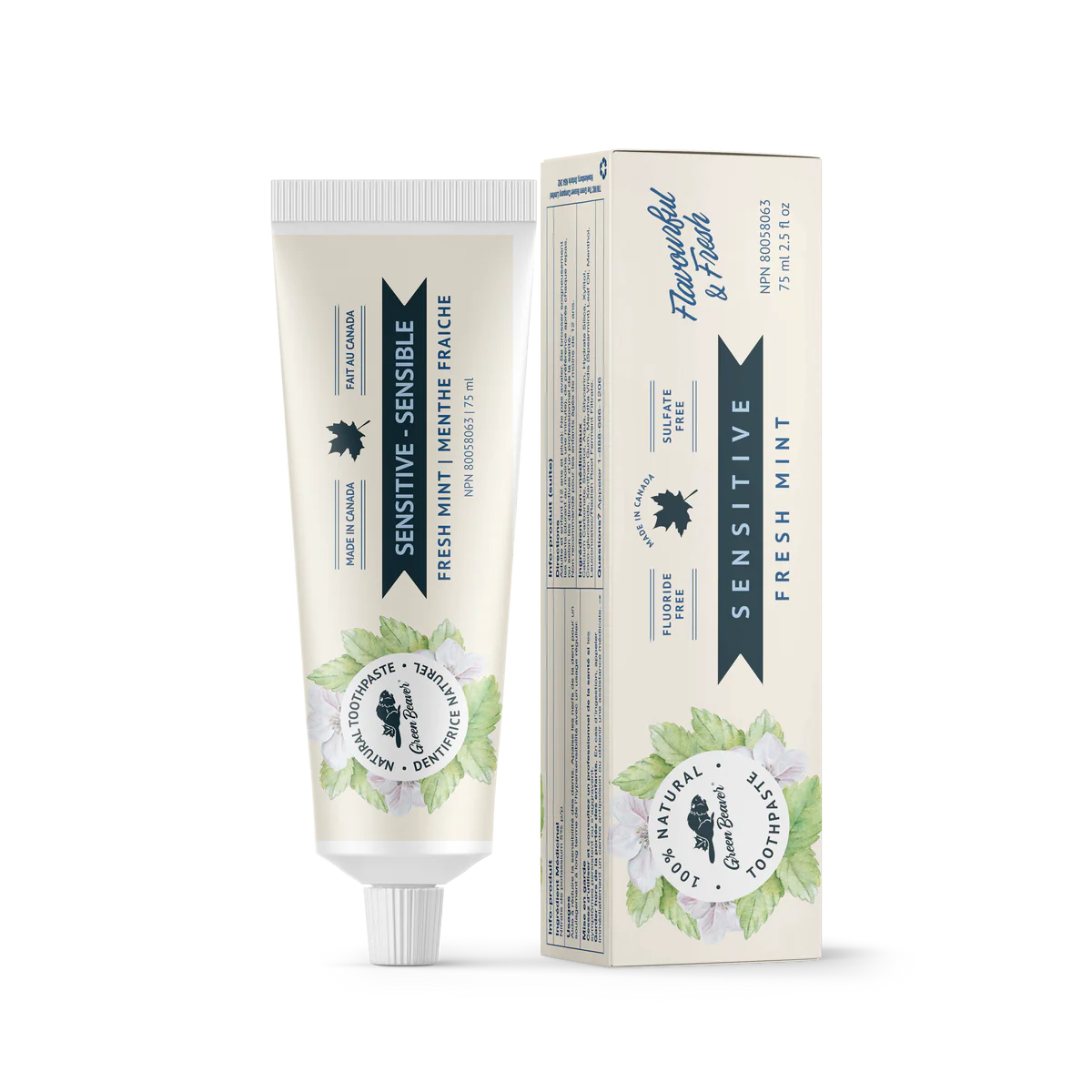 Green Beaver - Fluoride Free Toothpaste - Sensitive Teeth - Fresh Mint - 75ml