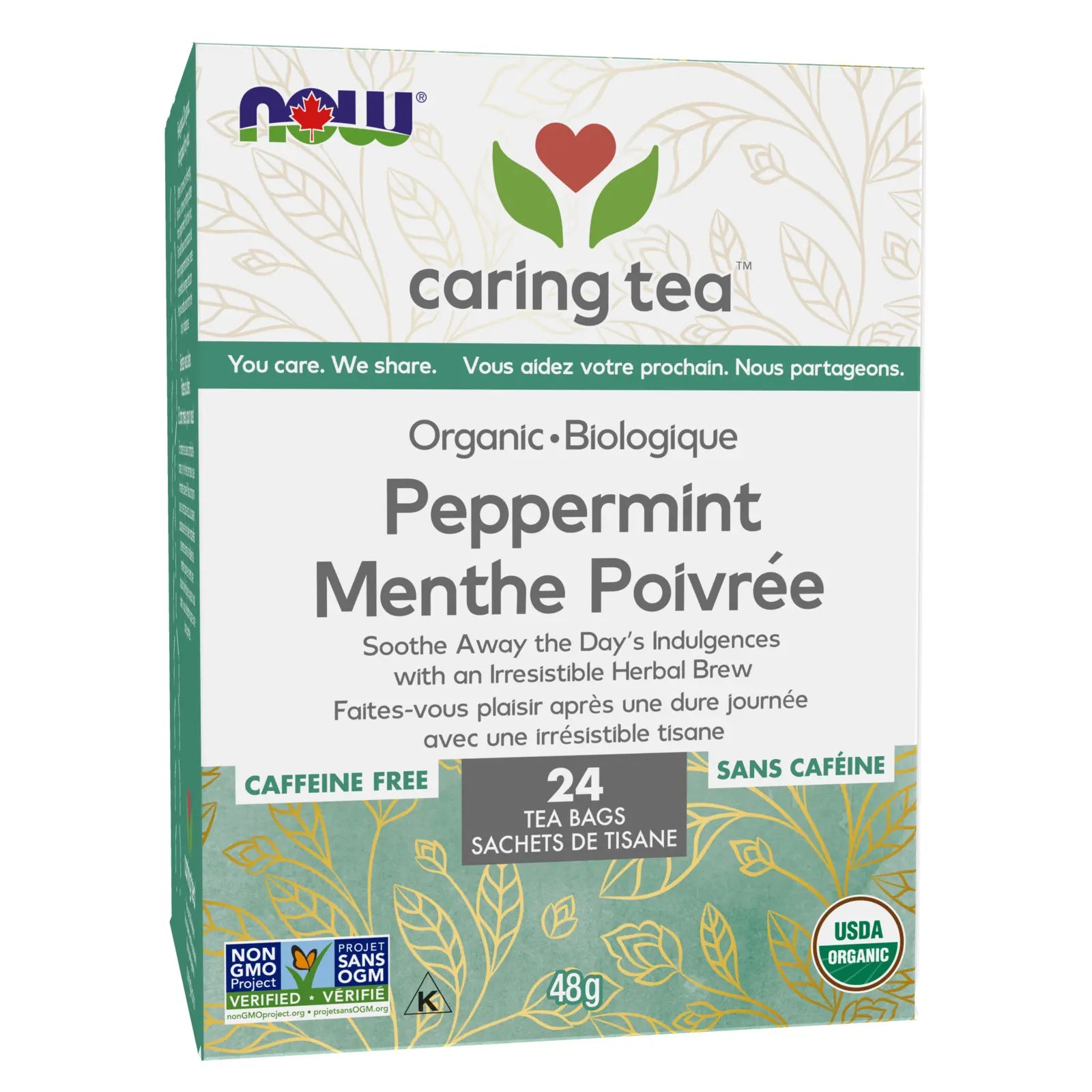 NOW - Organic Peppermint Tea - 24 Bags