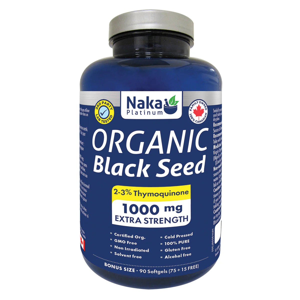 Naka - Platinum Organic Black Seed Oil 1000mg - 90 Softgels