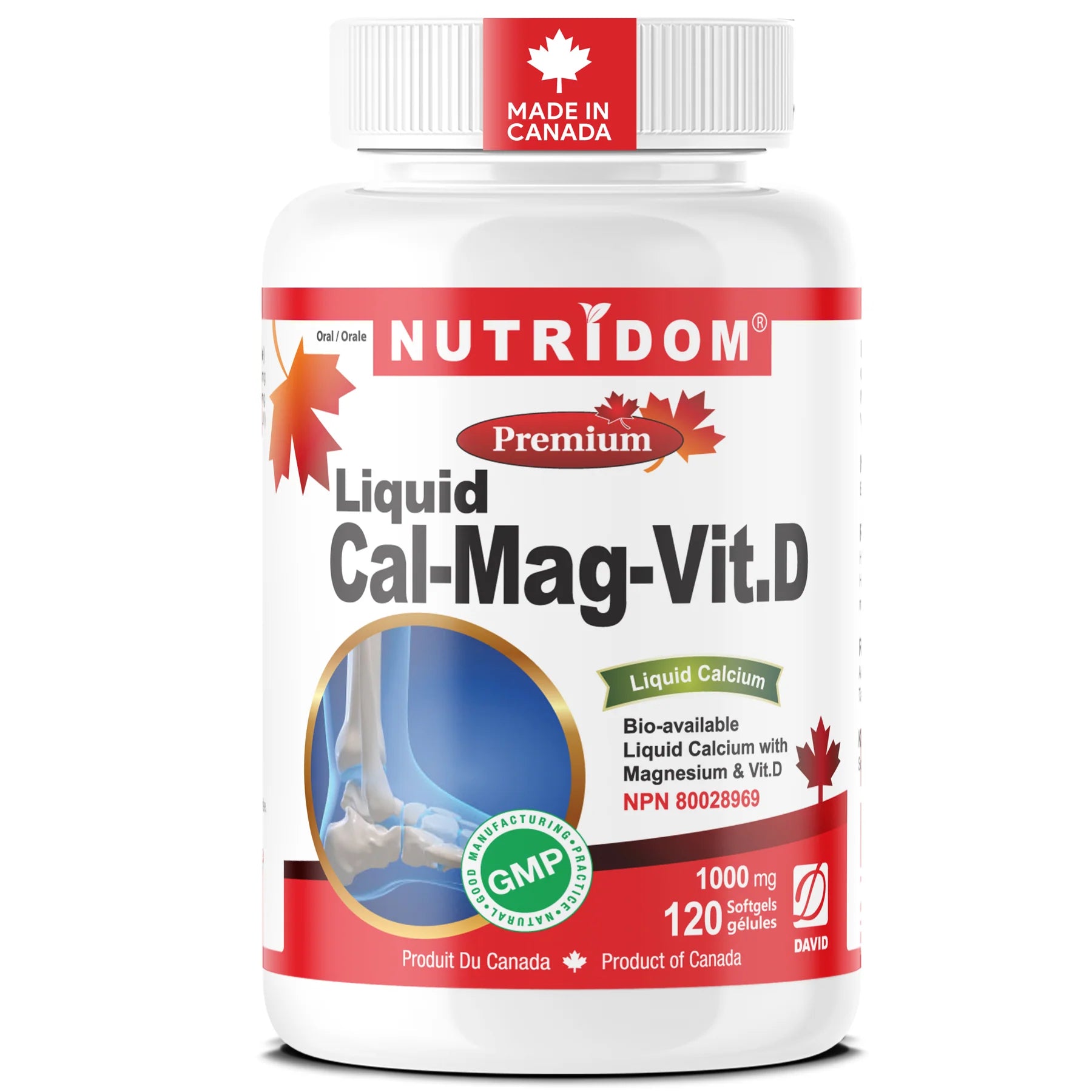 Nutridom - Calcium Magnesium with Vitamin D3 | Bone Health Support - 120 Softgels