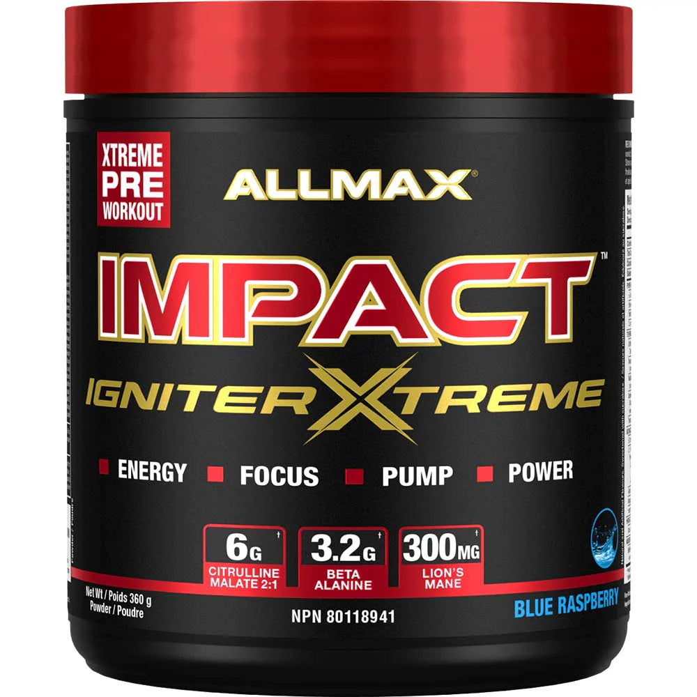 Impact Igniter Xtreme: High Stim Pre Workout Powder Blue Raspberry - 360g