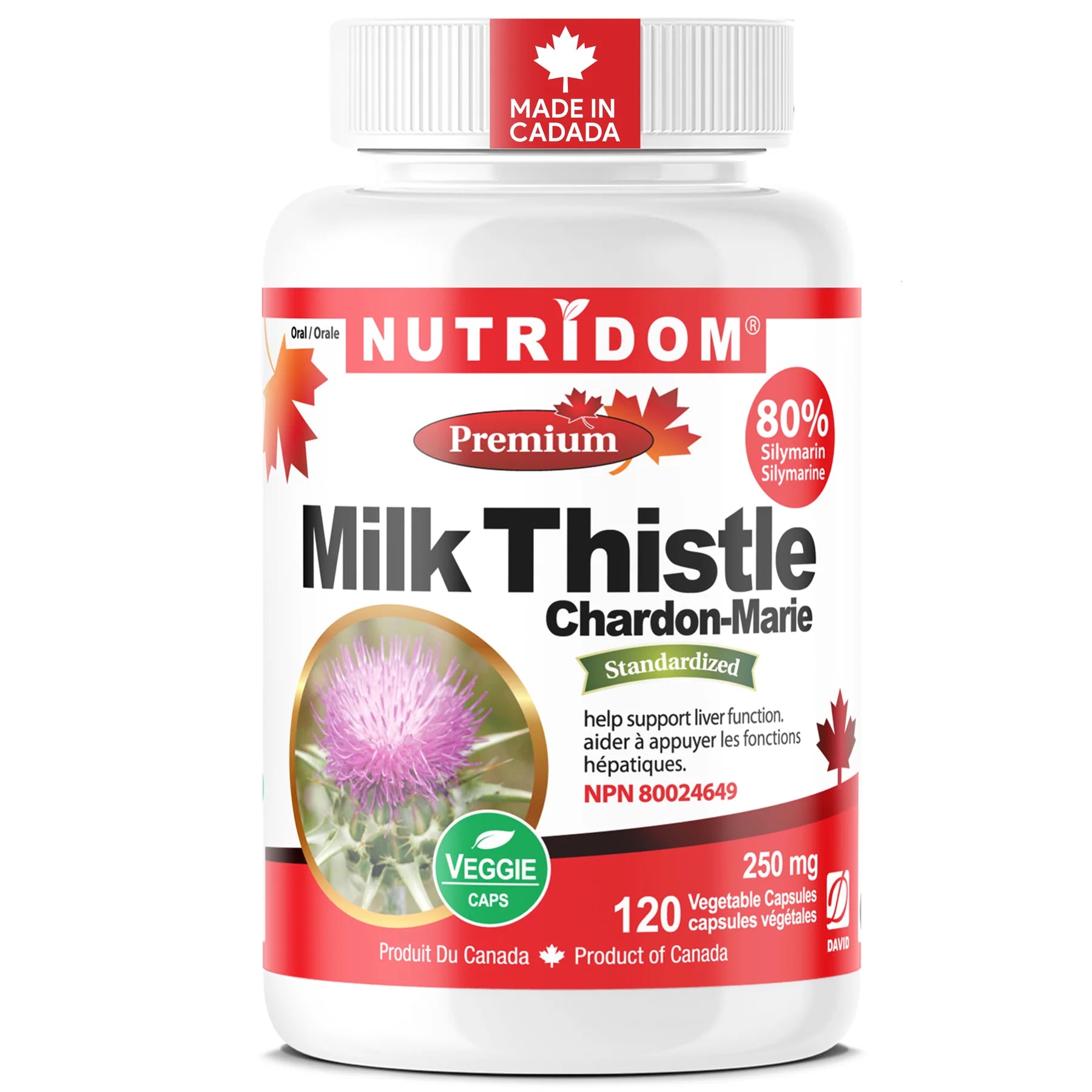Nutridom - Milk Thistle 250mg | High Potency | 80% Silymarin | 120 Capsules