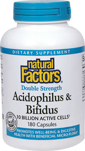 Natural Factors - Acidophilus & Bifidus Double Strength - 180 Capsules