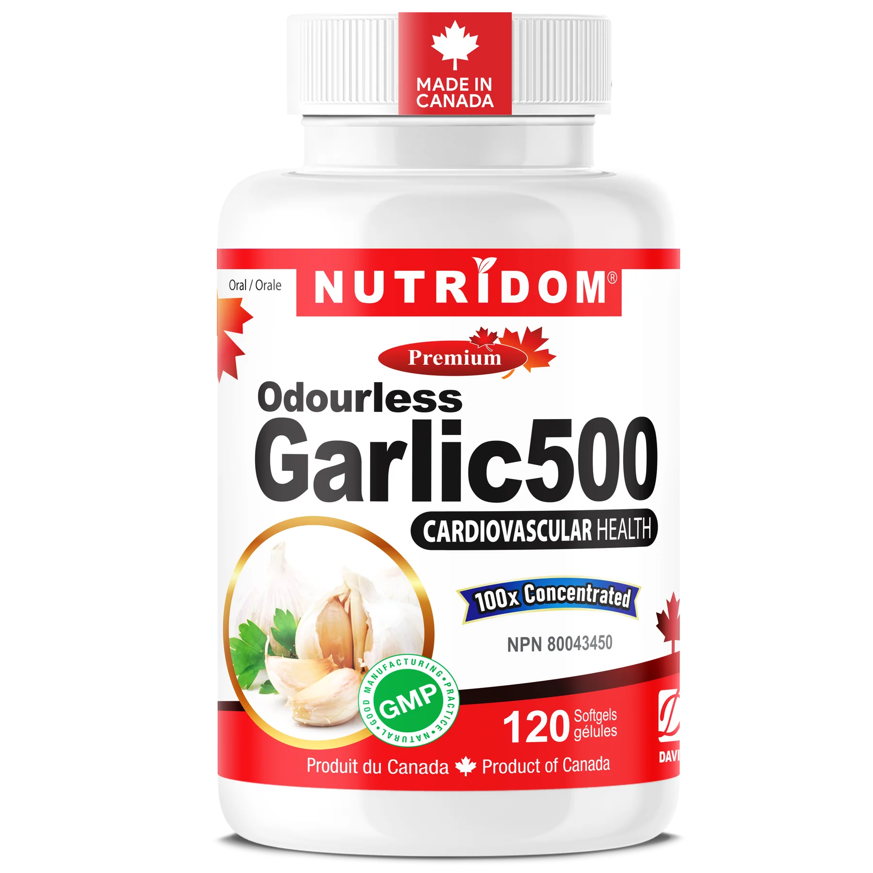 Nutridom - Odourless Garlic 500 Heart & Immune Support - 120 Soft gels