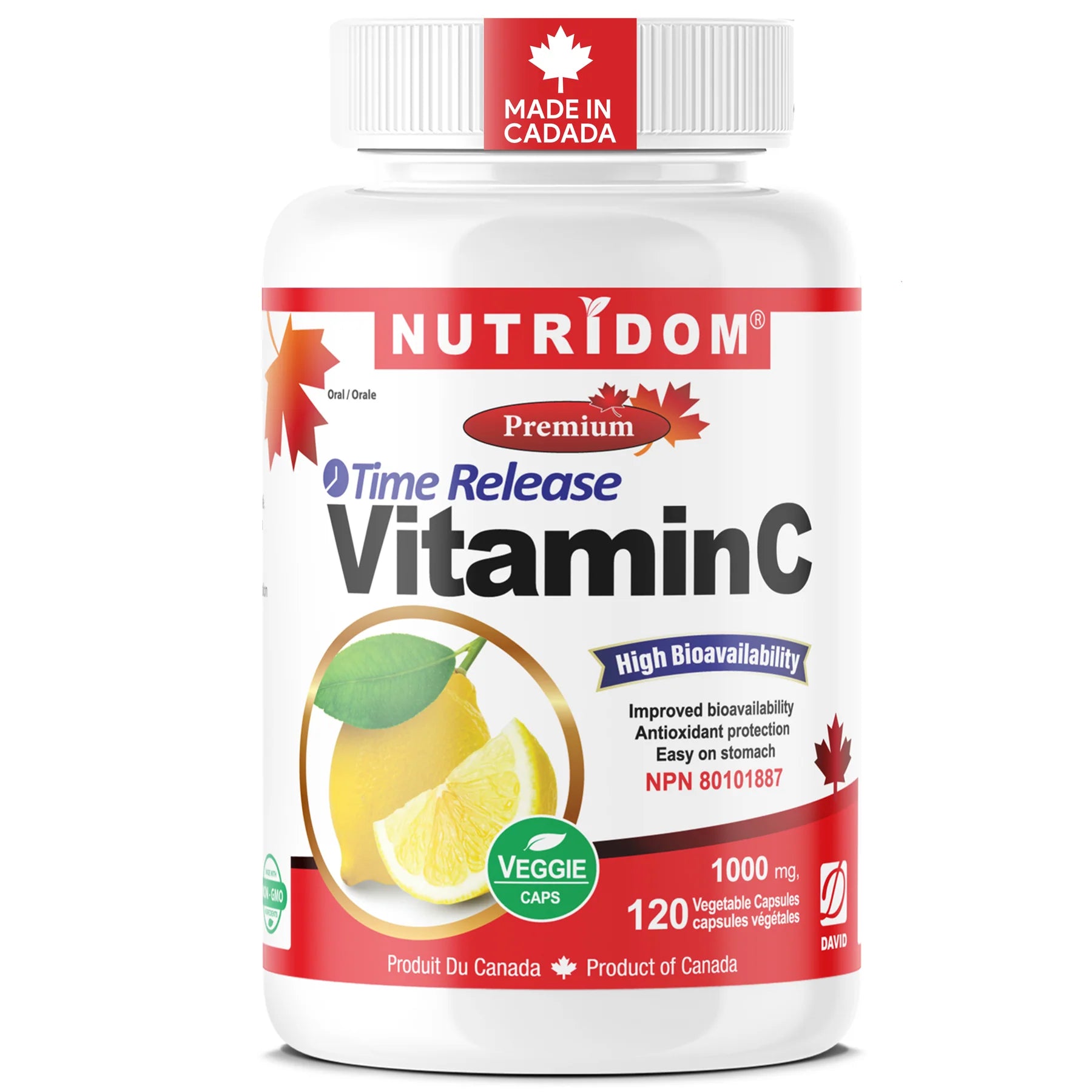 Nutridom - Vitamin C 1000mg | Time Release | High Bioavailability - 120 Capsules