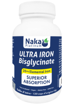 Naka - Ultra Iron Bisglycinate 25mg Elemental Iron - 120 Capsules