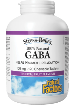 Natural Factors  - 100% Natural GABA 100 mg Tropical Fruit - 120 Chewables