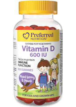 Preferred Nutrition - Vitamin D 600iu For Kids (Mixed Berry & Peach) - 180 Gummies